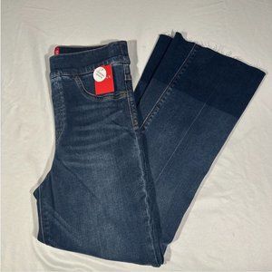 NWT $128 Spanx Cropped Flare Jeans‎ Medium Wash Fray Hem [ SZ Small ] #6114